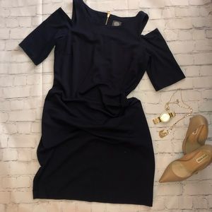 Dark Blue 💙 cold shoulder fitted dress